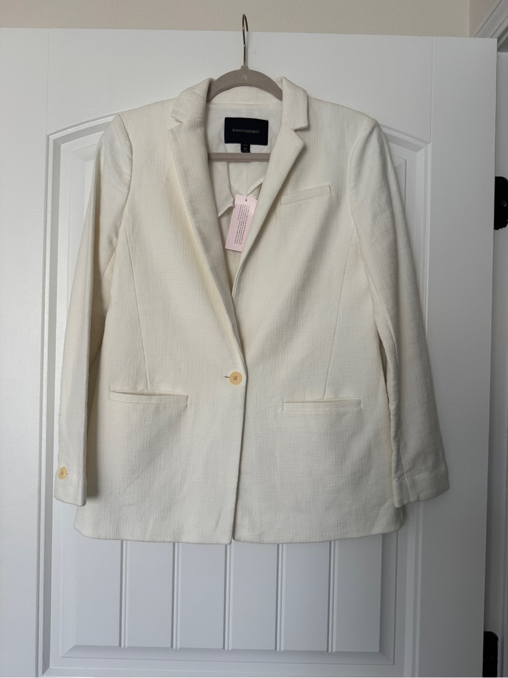 Banana Republic Ivory Textured Single-Button Blazer